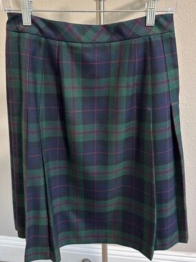 Brooks Brother Green plaid midi skirt with pleats
